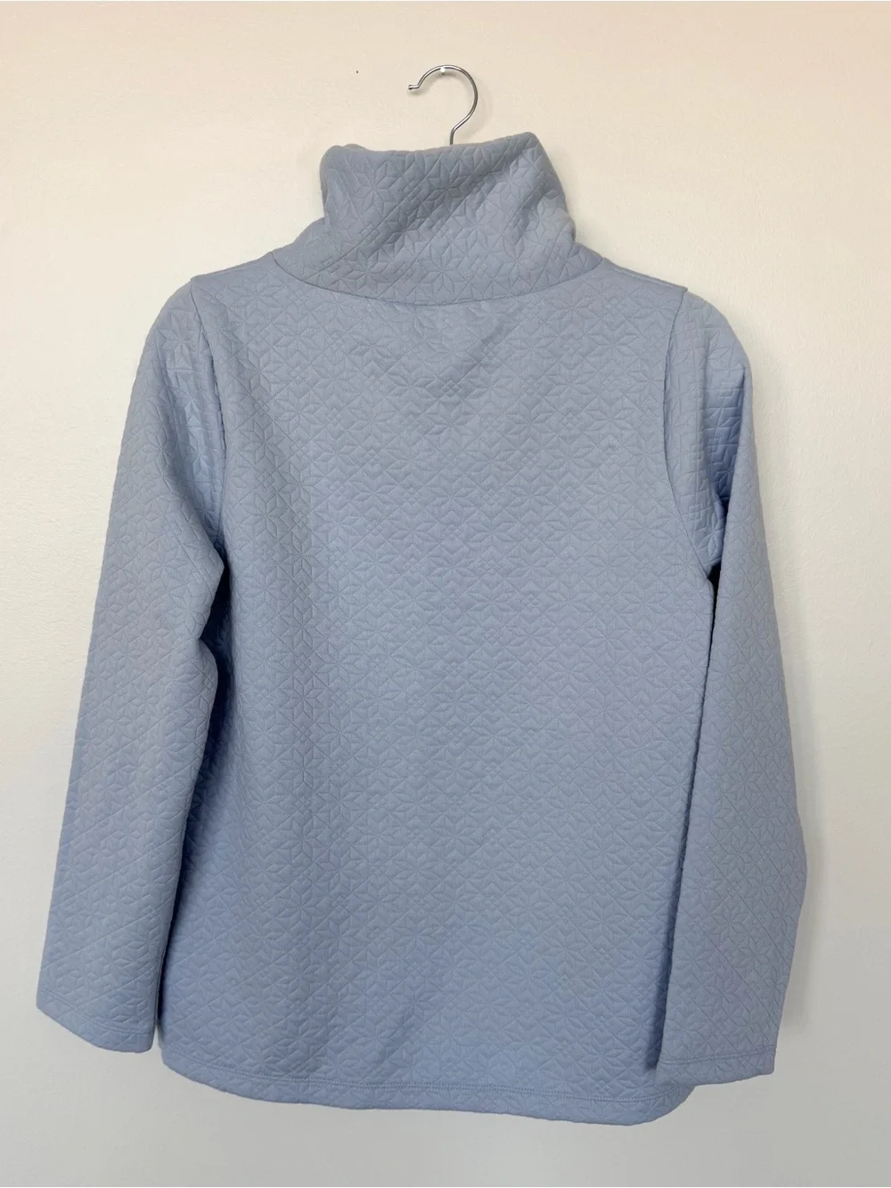 J. Crew Light Blue Quilted Cowl-Neck Pullover